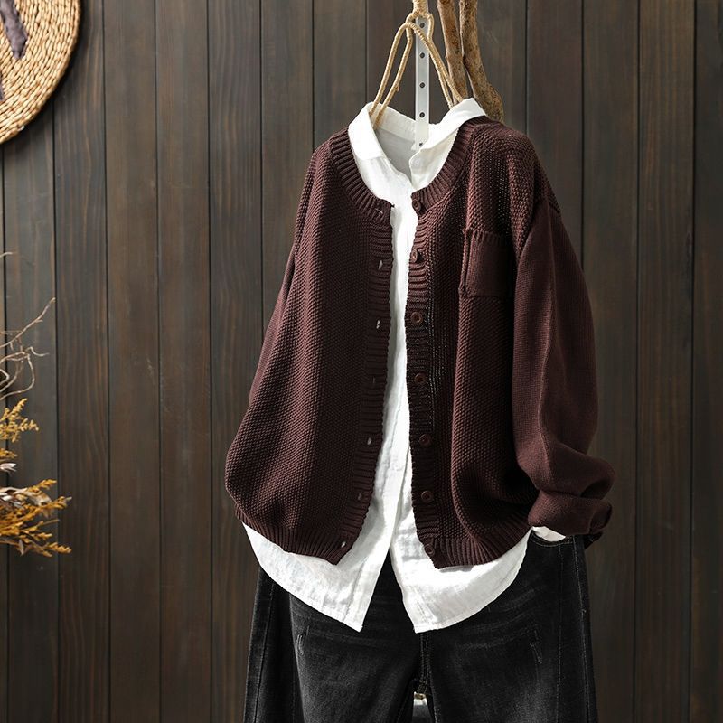 Damen Übergroße Strickjacke mit Knöpfen - Eveloria