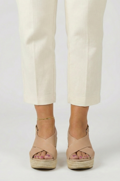 Damen Keilsandaletten Slingback Riemen Überkreuz