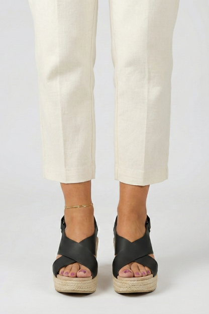 Damen Keilsandaletten Slingback Riemen Überkreuz