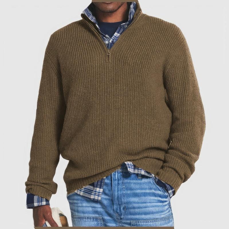 Adelbert Herren Strickpullover Reißverschluss