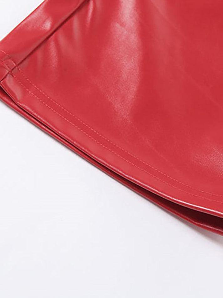 Eveloria Damen PU-Hose Cutout Schnürung