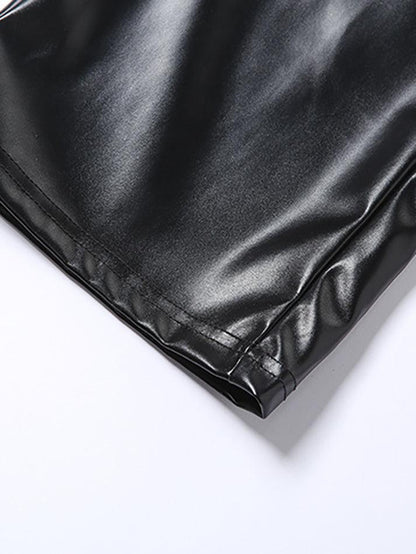 Eveloria Damen PU-Hose Cutout Schnürung