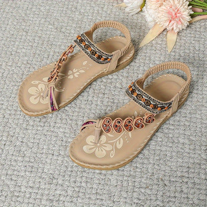 Damen Flache Freizeitschuhe Blumenmuster Riemen Sommer Schuhe