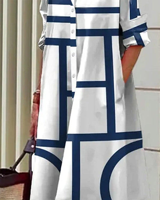 Eveloria Damenkleid Geometrischer Druck Mit Taschen - Eveloria
