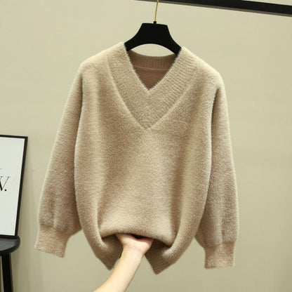 Damen Pullover V-Ausschnitt Langarm Rina