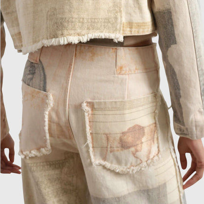 Damen Vintage-Jeans Hohe Taille Mit Print