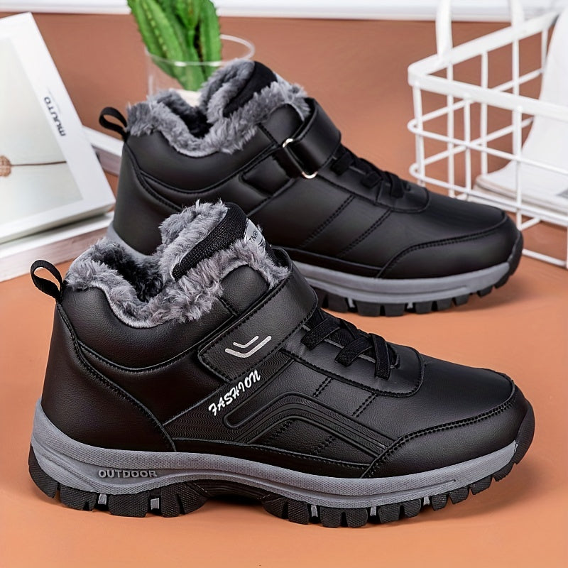 Herren Winterstiefel Mittelhoher Schnitt Warmfutter Schwarz - Eveloria