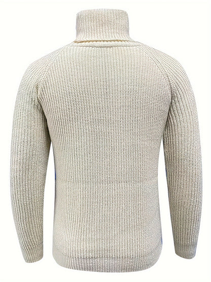 Herren Strickpullover Rollkragen Warm Beige