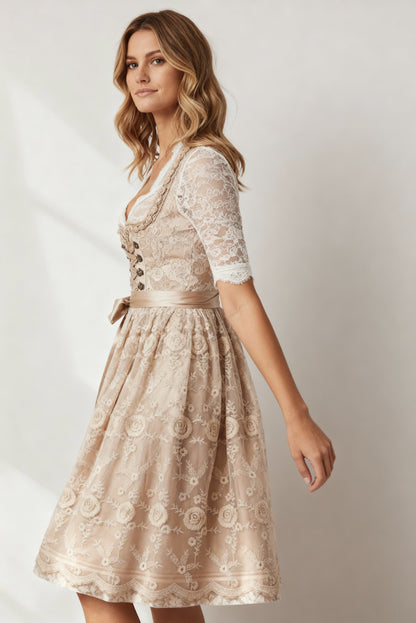 Traditionelles Dirndlkleid Damen Schnürmieder Spitzenbluse