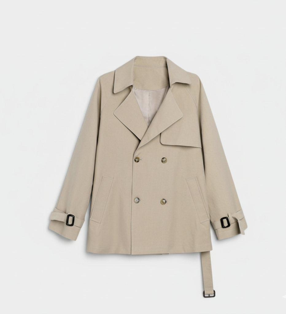 Damen Trenchcoat Lockere Passform Doppelreihig Gürteltaille - Eveloria