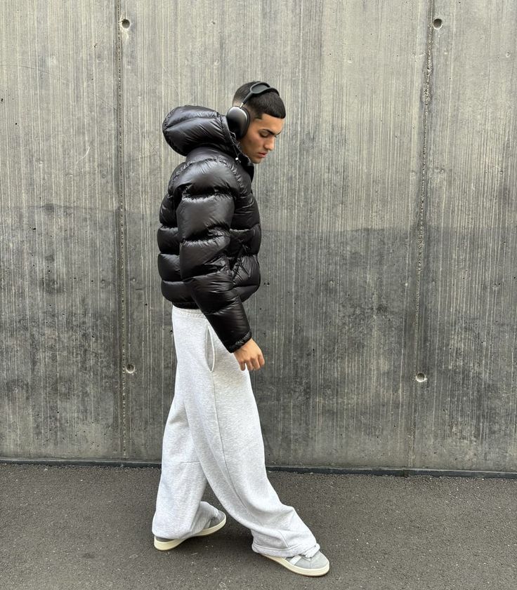 Herren Steppjacke mit Kapuze Reißverschluss Wasserabweisend