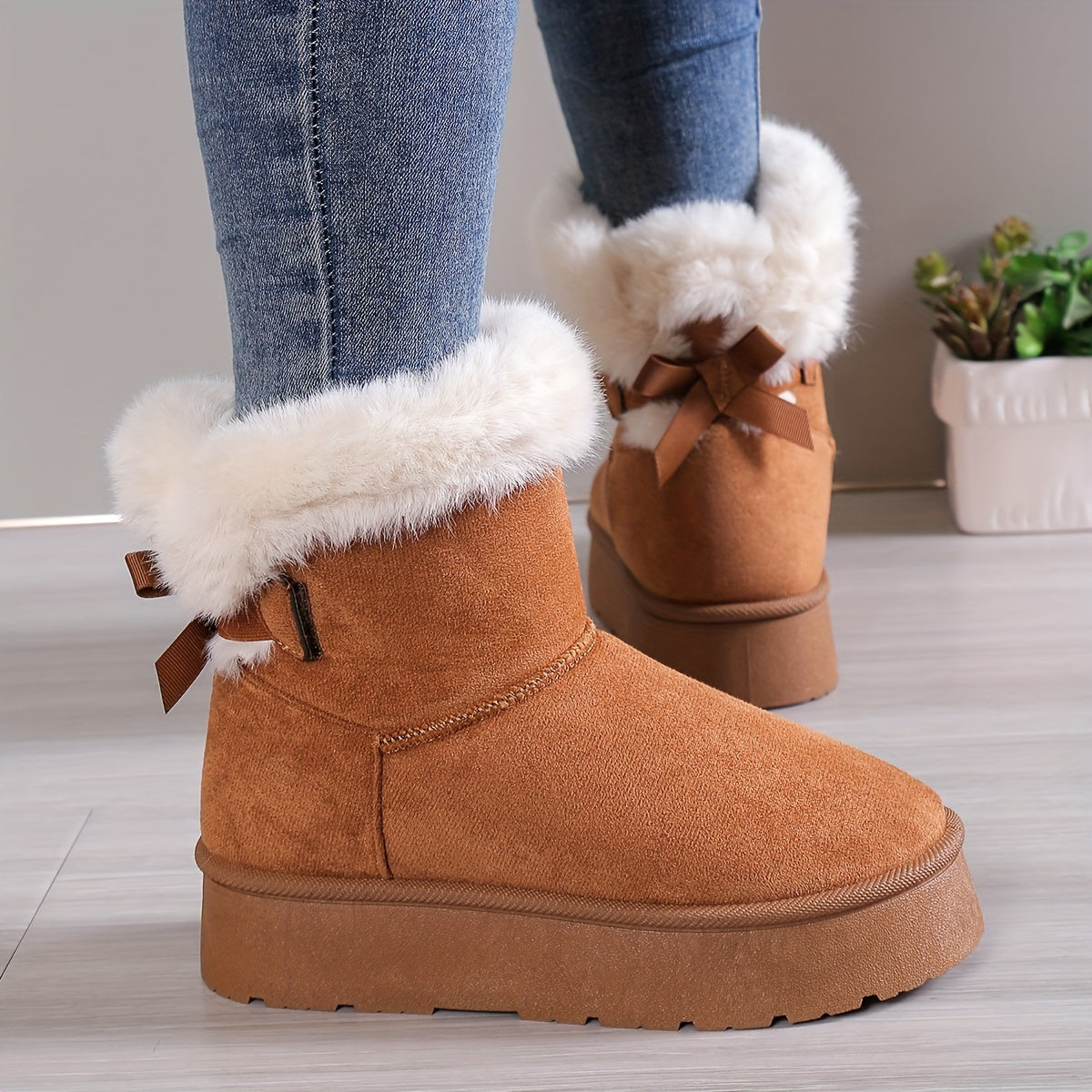 Damen Winterstiefel Warmes Plüschfutter Plattform