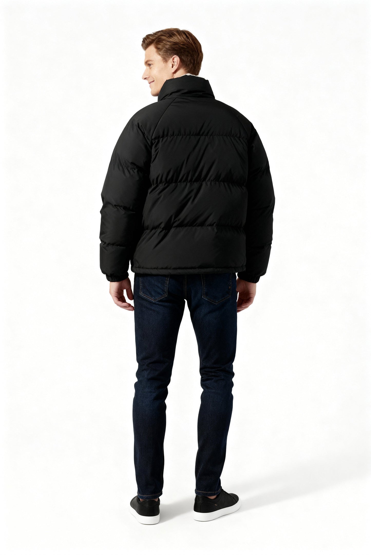 Herren Fleece-Pufferjacke Mit Kapuze Warm