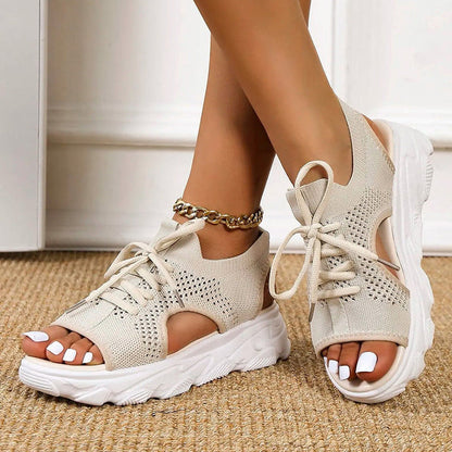 Eveloria Damen Sandalen Plateau Sohle