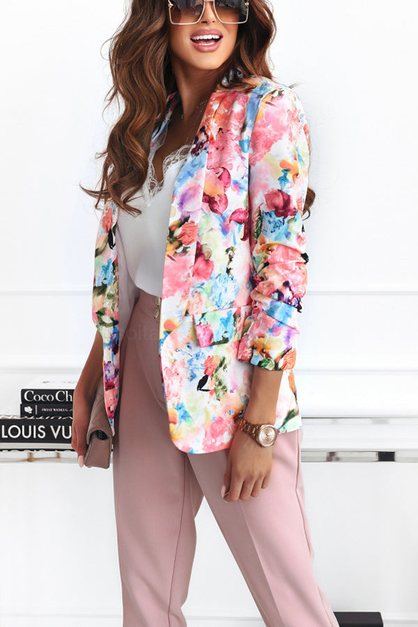 Damen Freizeitanzug Blazer Florale Revers Elegant Blazer