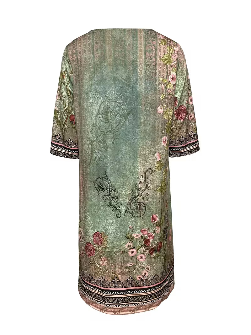 Damen Vintage Mini-Kleid V-Ausschnitt