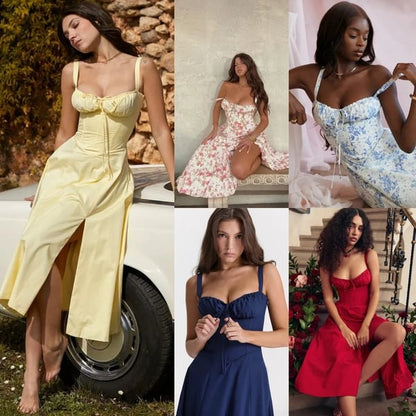 Eveloria Damen Bustier-Kleid Elegant Figurschmeichelnd Sommerkleid