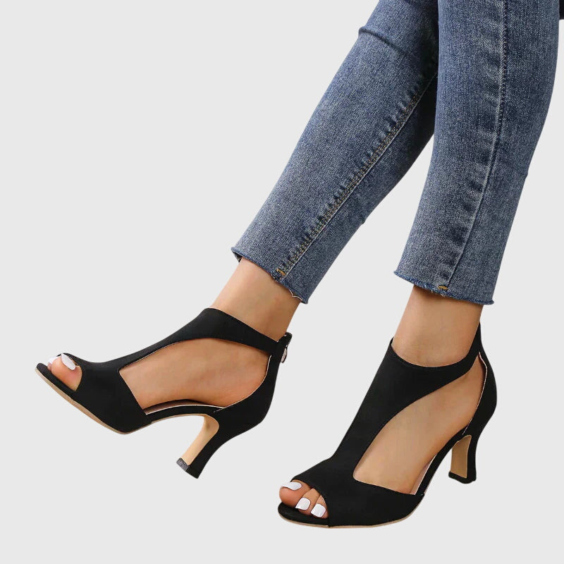 Damen Cut-Out Peep-Toe Absatzsandalen
