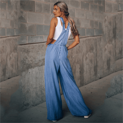 Damen Denim Jumpsuit Blau