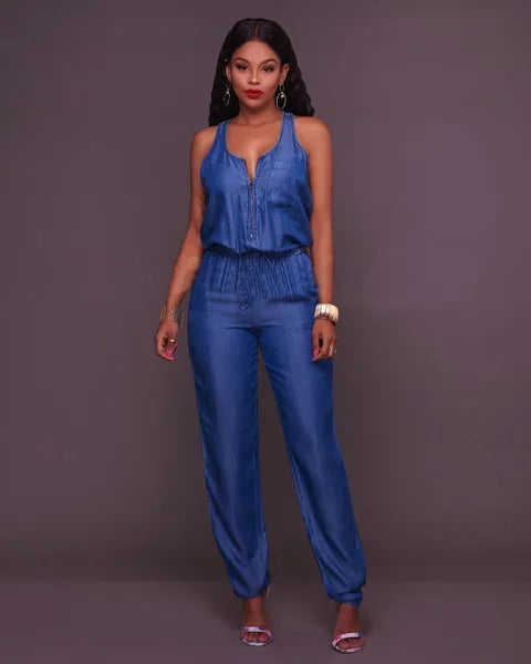 Eveloria Damen Jeans Jumpsuit