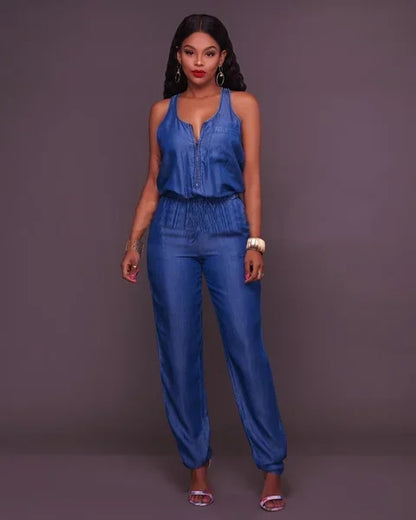 Eveloria Damen Jeans Jumpsuit