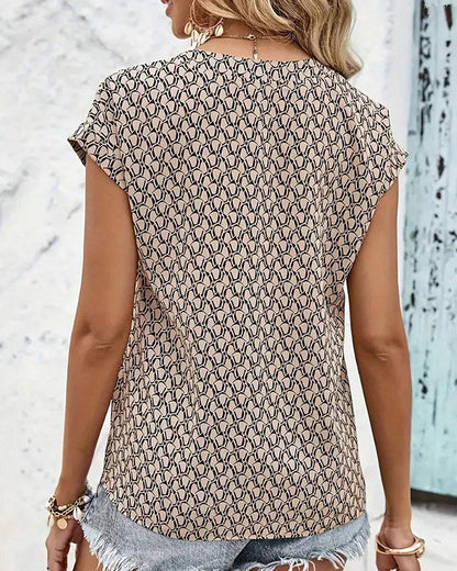 Damen Sommerbluse V-Ausschnitt Blumenprint Leicht