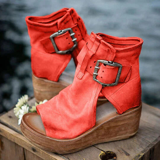 Eveloria Damen Keilabsatz Sandalen Boho Stil