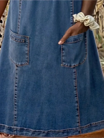 Damen Lässiges Sommerkleid mit Taschen