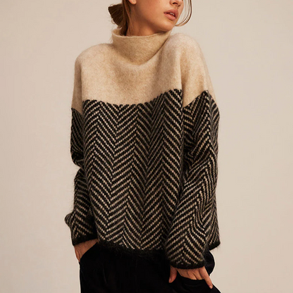 Damen Strickpullover Lockere Passform Hoher Kragen - Eveloria