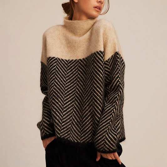 Damen Strickpullover Lockere Passform Hoher Kragen - Eveloria