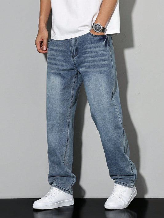 Herren Jeans Gerader Schnitt Komfortabel Schwarz - Eveloria