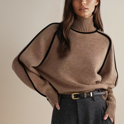 Eveloria Damen Rollkragenpullover Gestreift