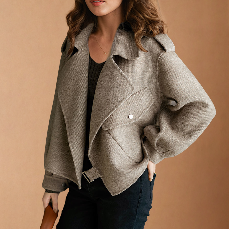 Eveloria Damen Wolljacke Klassisch Mit Klappe - Eveloria