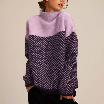 Damen Strickpullover Lockere Passform Hoher Kragen