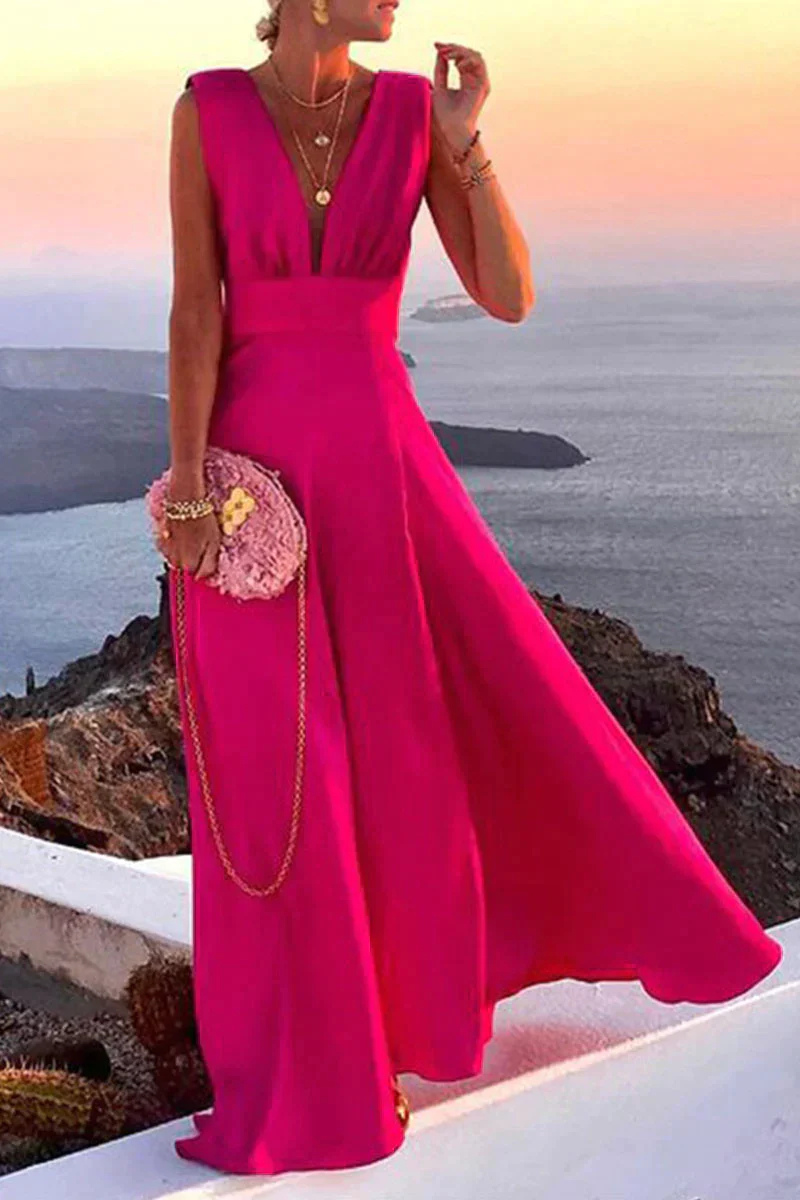 Eveloria Damen Sommerkleid Maxi Hochzeitsgastkleid