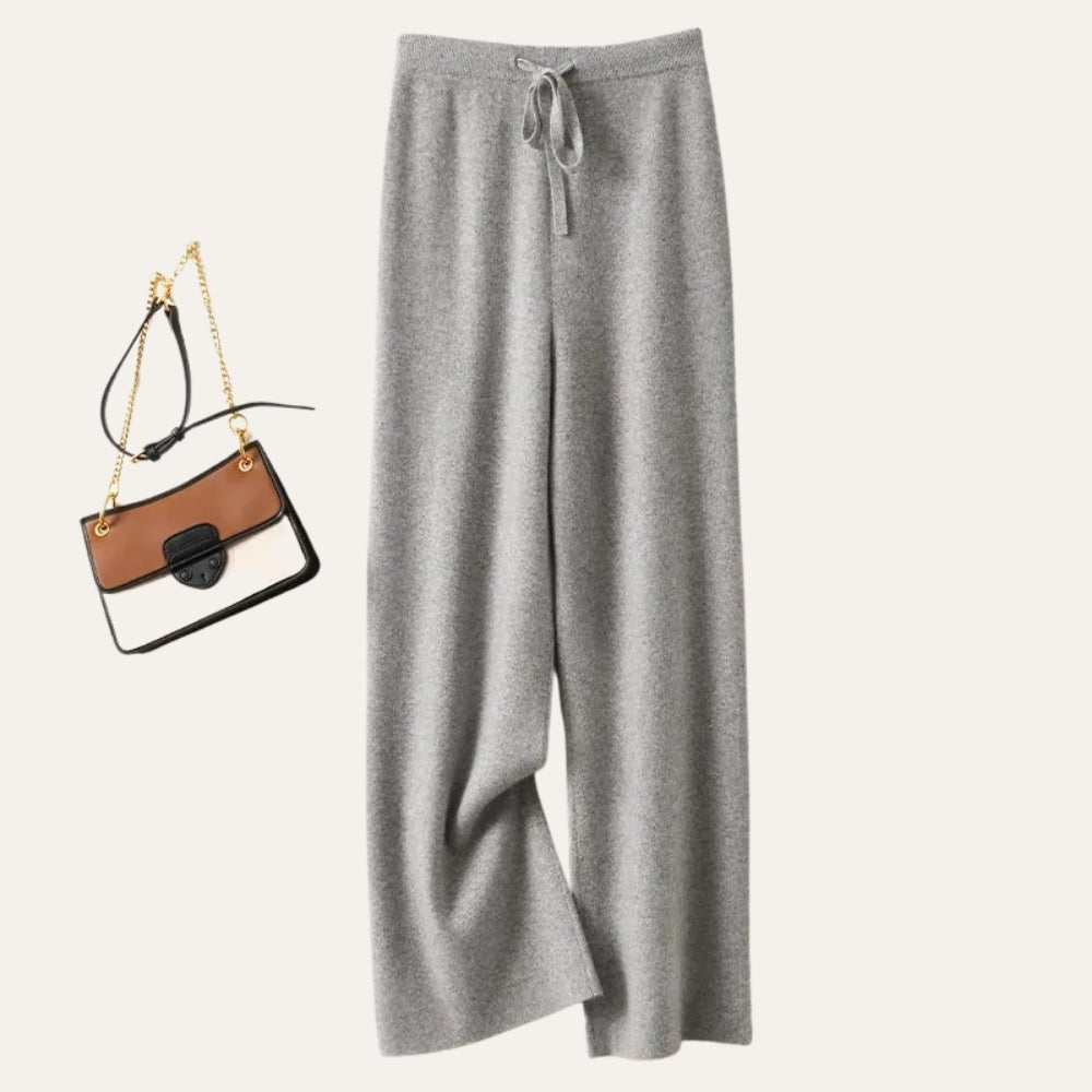 Damen Merinowollhose Weites Bein Komfort Schwarz - Eveloria