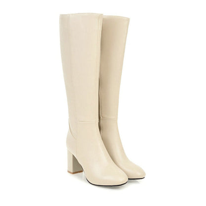 Damen Stiefel Klassisch Hoch mit Blockabsatz