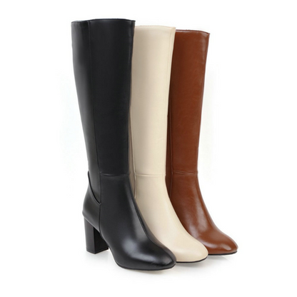 Damen Stiefel Klassisch Hoch mit Blockabsatz