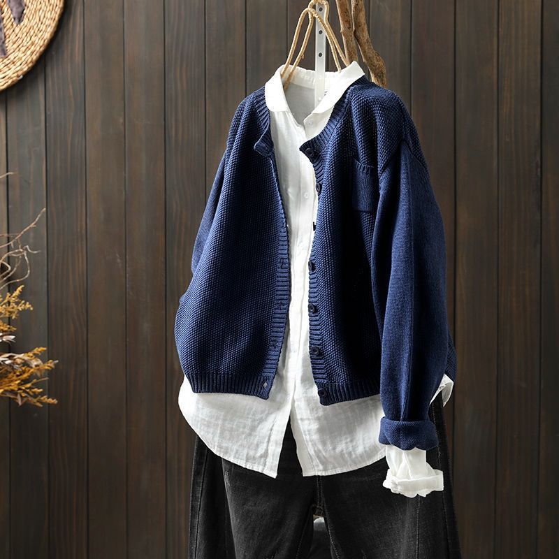 Damen Übergroße Strickjacke mit Knöpfen