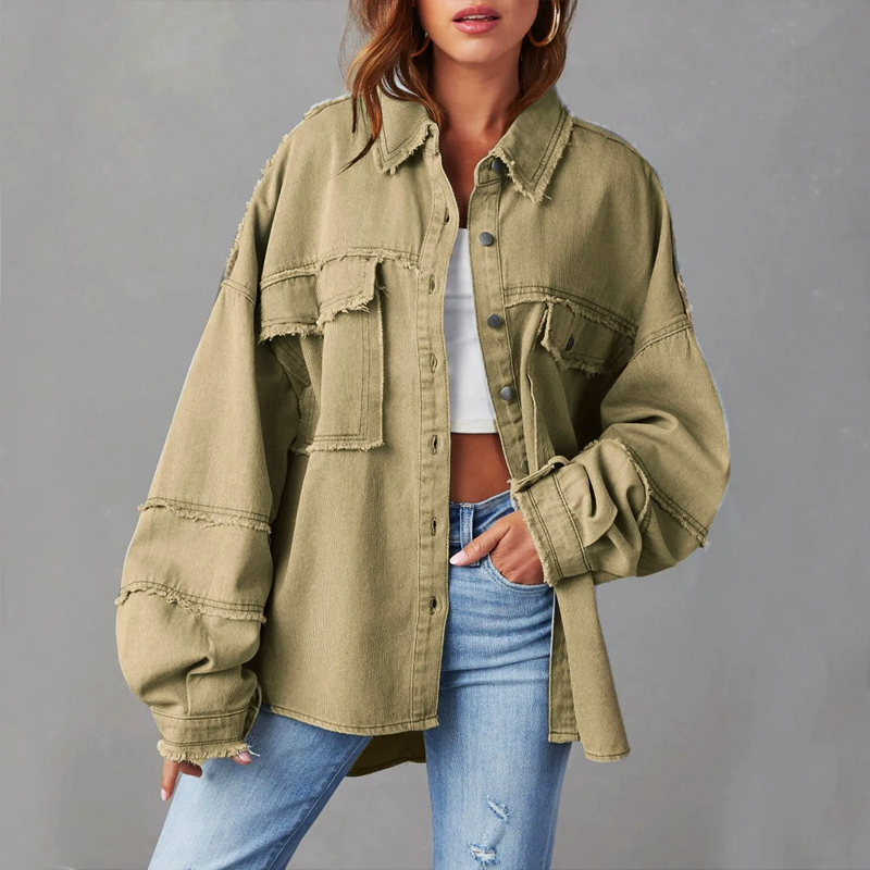 Damen Vibrierende Denimjacke Modisch Blau