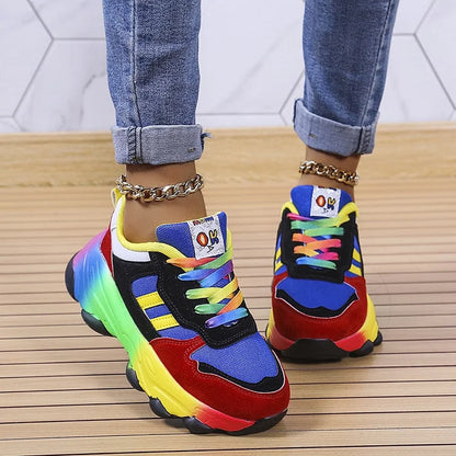Eveloria Damen Sneakers Regenbogen Farben