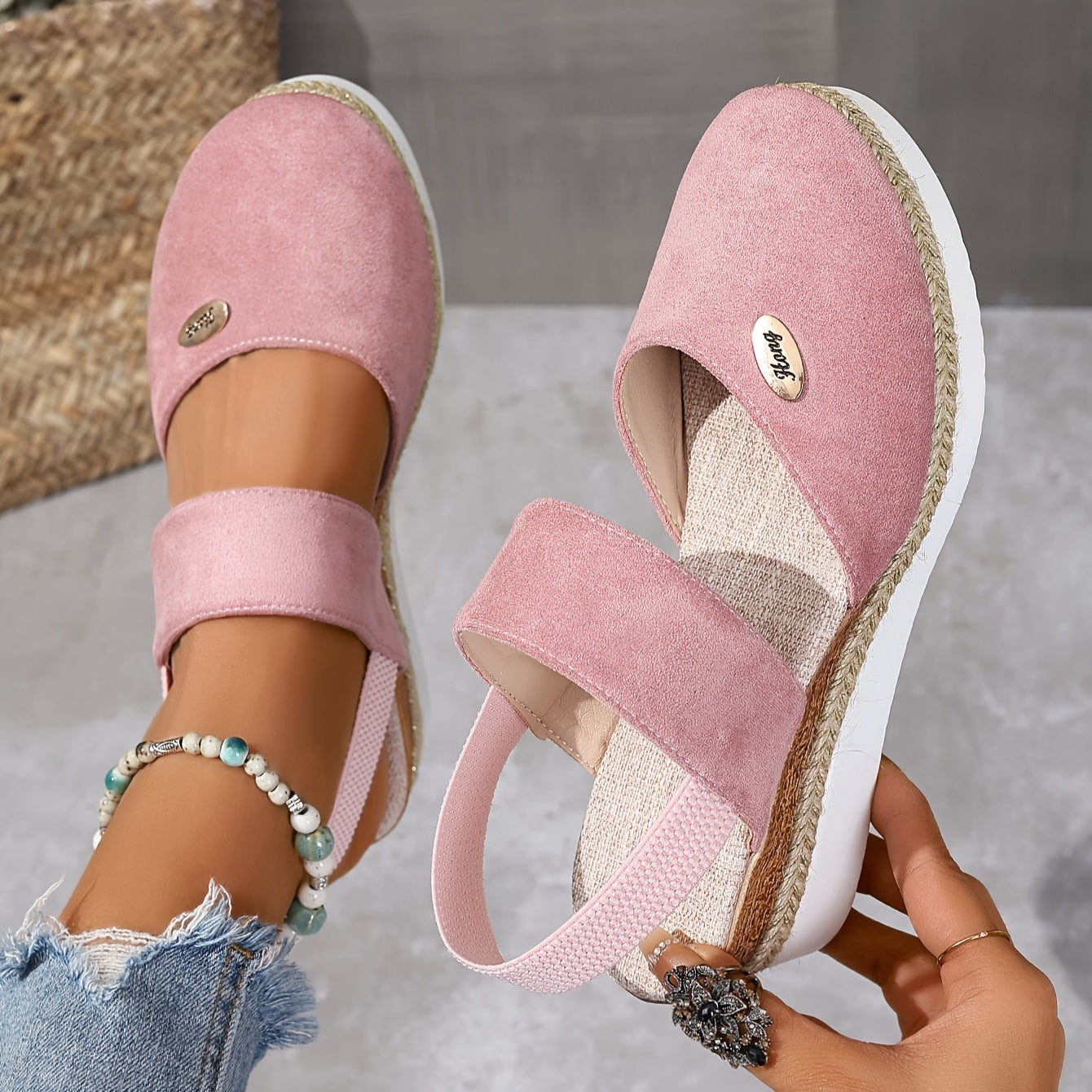 Damen Sandalen Plattform Rutschfest Elastisch