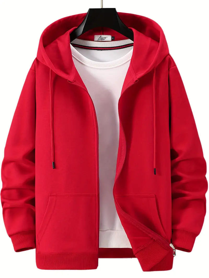Eveloria Herren Hoodie Full-Zip mit Kordelzug Braun
