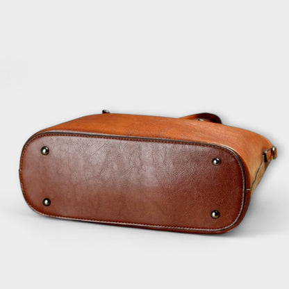 Damen Schultertasche Klassischer Stil Leder Braun