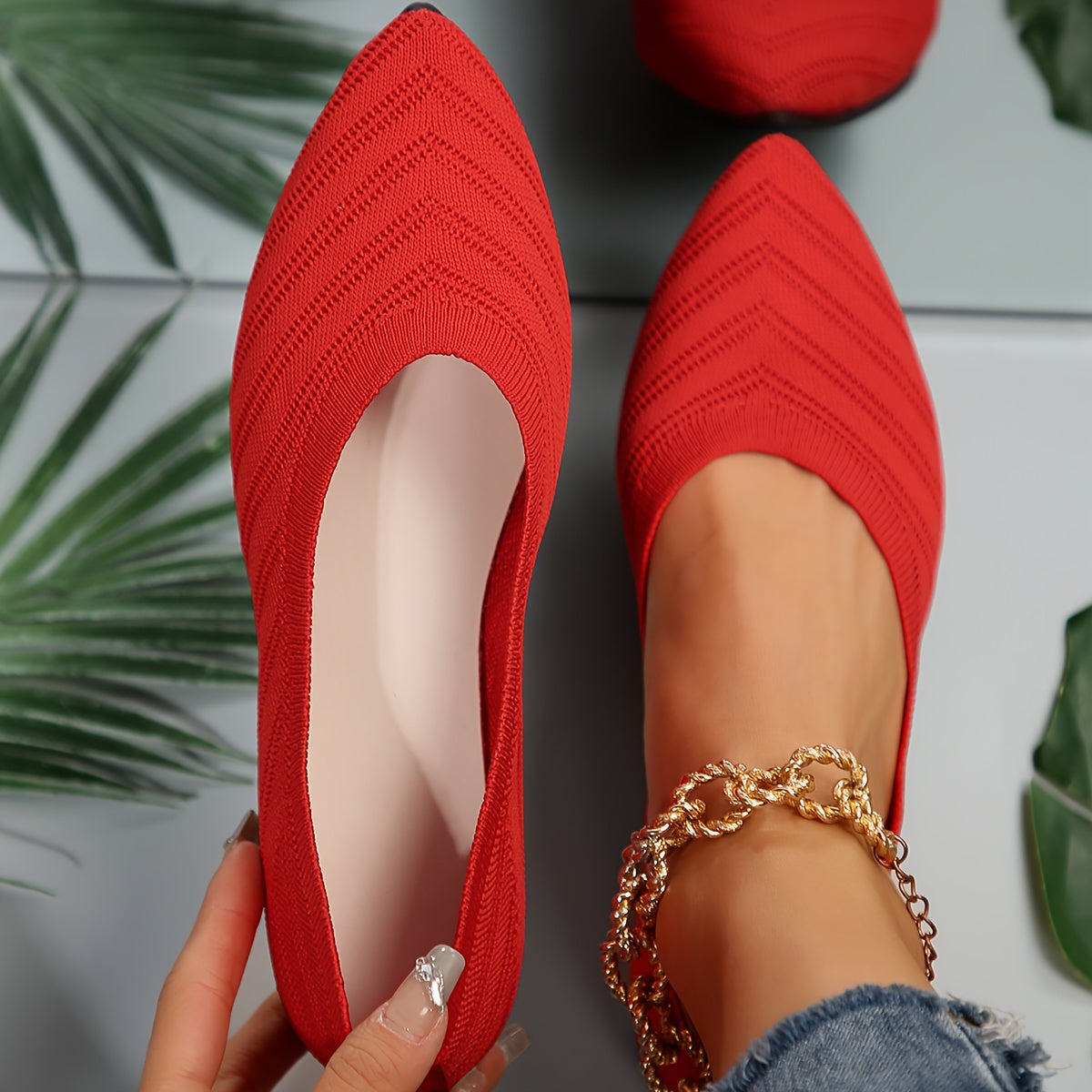 Damen Flache Schuhe Bequem Leder