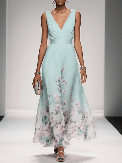 Damen Florales Maxikleid Chiffon Sommer