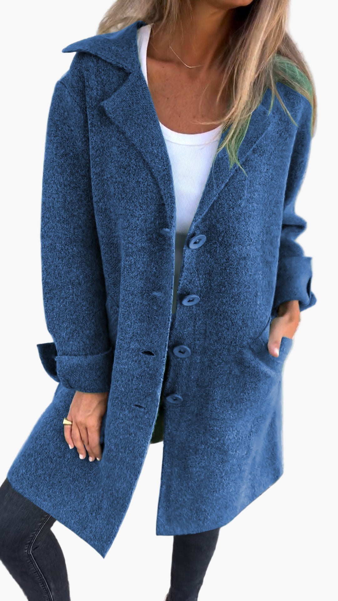 Damen Mantel Relaxed Fit Button-Front