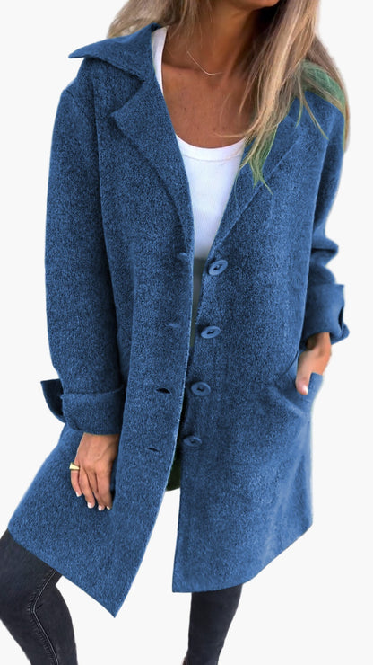 Damen Mantel Relaxed Fit Button-Front