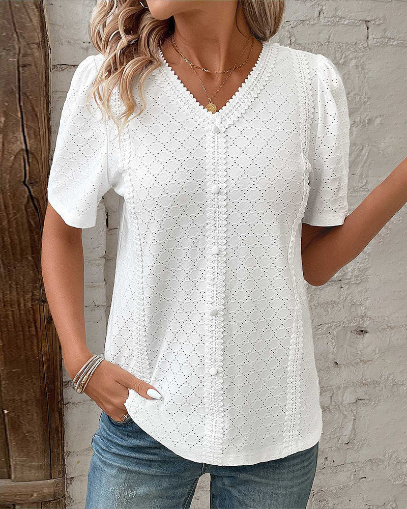 Eveloria Damen Kurzärmelige Bluse Weiß - Eveloria