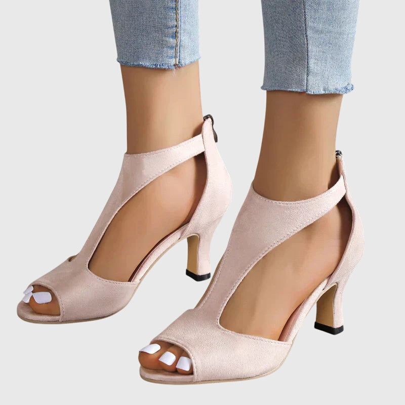Damen Cut-Out Peep-Toe Absatzsandalen